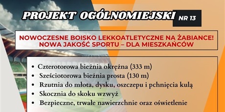 Stańmy razem po stronie sportu! Stadion lekkoatletyczny na Żabiance!