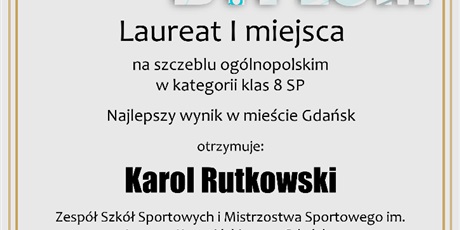 Powiększ grafikę: Dyplom dla Karola Rutkowskiego