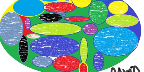 Powiększ grafikę: Praca ucznia wykonanana w MS Paint. Praca inspirowana kropką.